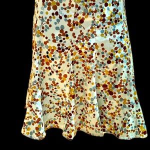 Silky Long Waisted Skirt w/ Stylized Floral Sign